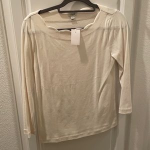 JCrew factory scalloped neck 3/4 sleeve shirt NWT size small